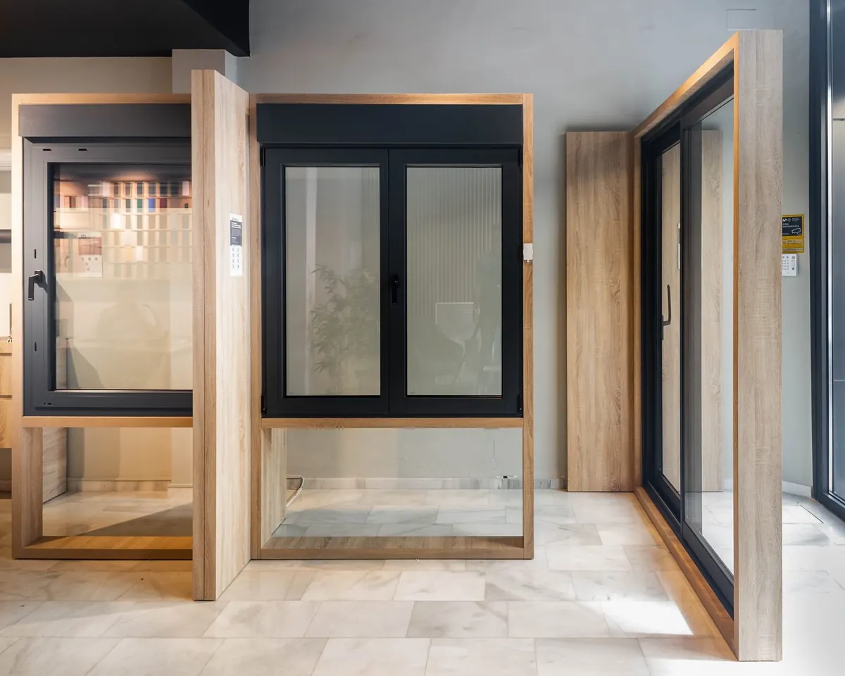 Exposición de ventanas y puertas Strugal en la tienda Venpro